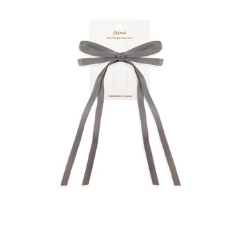 Feena - No.59蝴蝶結髮夾-灰