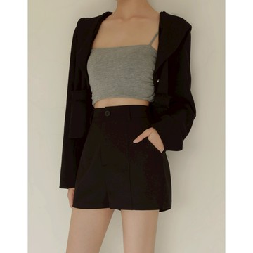 CHIC A SPACE 雙車線高腰西裝短褲(黑/深灰) 女裝 現貨