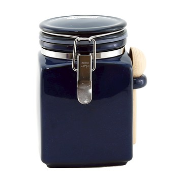ZERO JAPAN 方形密封罐 牛仔藍 帶木匙  400ml  1個