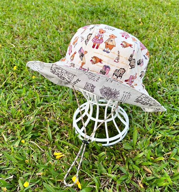 樂福手作雙面漁夫帽-米白居家小熊