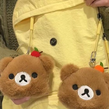 ✨臺灣出貨✨毛絨輕鬆熊掛件小蘋果輕鬆熊學生包包掛件鑰匙扣女書包小掛飾車飾