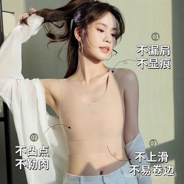 623束胸無痕 縮胸內衣 大胸顯小 冰絲內衣 集中背心 隱形胸墊無痕透氣胸大顯小女士內衣親膚運動舒適內衣束胸薄款背心抹胸