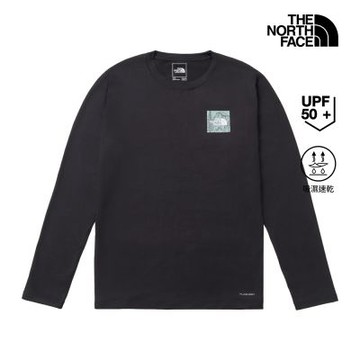 【The North Face 官方旗艦】北面男款黑色UPF50防曬長袖上衣｜8J8YJK3