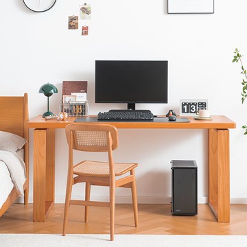 公司貨 免運 臥室全實木電腦桌家用書桌一體工作臺辦公桌學生學習寫字桌小戶型 快速發貨