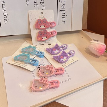 可愛髮夾🎀 高顏值髮夾可愛粉色KT卡通甜美超萌髮飾夾子少女頭飾公主風 可愛髮飾 kitty髮夾 庫洛米髮夾 美樂蒂髮夾