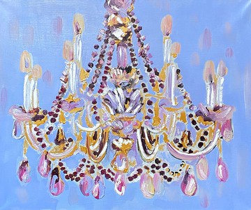 古董枝形吊燈 原始油畫布面抽象藝術 牆壁裝飾 野獸派繪畫