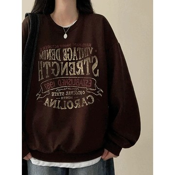 Codibook｜韓國 HIJJOO 復古風寬鬆圓領長袖上衣［預購］長袖上衣 大學T 女裝