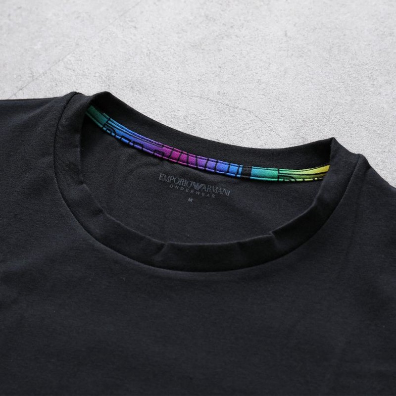 エンポリオアルマーニ　Tシャツ　ロゴプリント　ブラック　無地　L エンポリオ アルマーニ】Tシャツ オールオーバージャカードロゴ