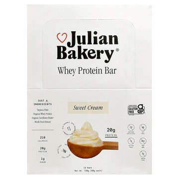 Julian Bakery, Whey Protein Bar, Sweet Cream, 12 Bars, 2.1 oz (60 g) Each
