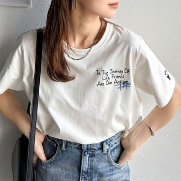 日本 Classical Elf - 有機棉 英文塗鴉風短袖上衣-白