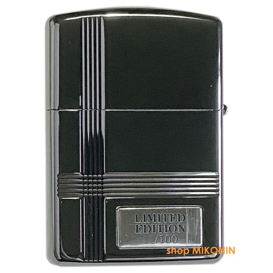 限定 ZIPPO アーマー ラインカット クロス BK ブラックニッケル 深彫り 両面加工 ARMOR ジッポー