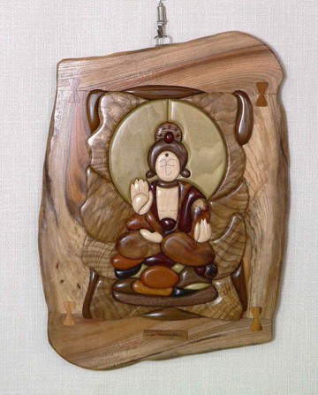 天然木材繪畫大日如來