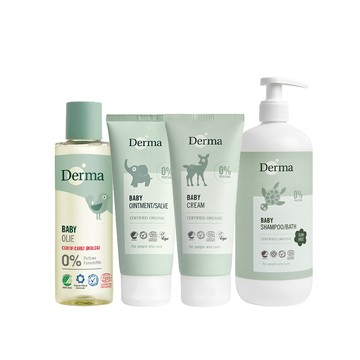 Derma Eco Derma寶寶全面呵護四入組(洗髮沐浴露+護膚霜+按摩浴油+萬用膏)