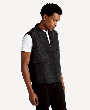 Kenneth Cole | Quilted Faux Suede Reversible Vest in Black, Size: 2XL