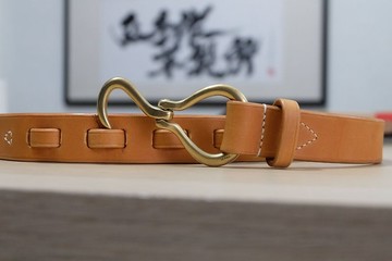 黃銅勾釦皮帶 HiroLeatherworks 全手縫植鞣皮帶 日本製黃銅