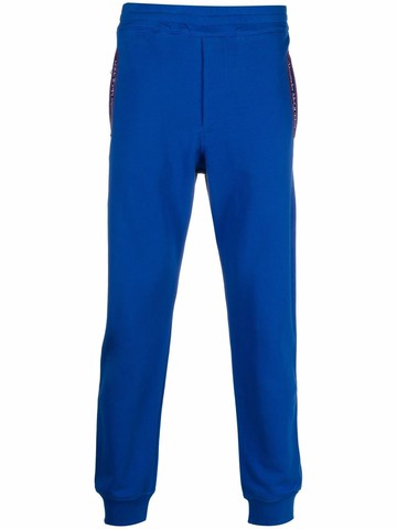 Alexander McQueen - logo-tape detail track pants - men - Polyester/Cotton/Cotton - S - Blue