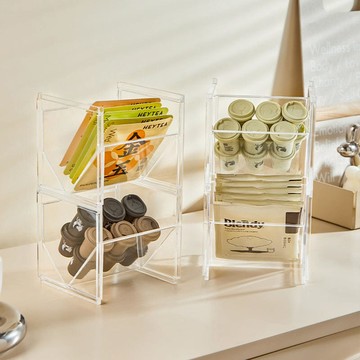 桌上型層疊組合式即溶粉包/茶包收納架-3入 單一規格