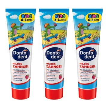 dm Dontodent 覆盆子兒童牙膏 0-6歲適用  100ml  3條