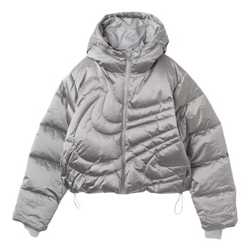 WMNS SPORTSWEAR SWOOSH SERIES THERMA-FIT OVERSIZED DOWN PUFFER JACKET METALLIC SILVER