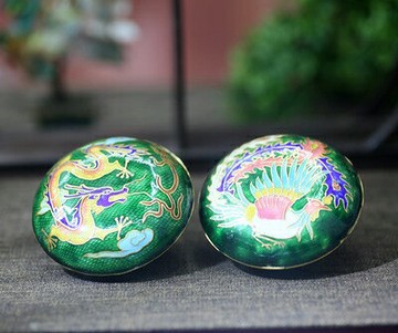 閨房小物正宗80年代庫存老貨銅胎t掐L絲琺瑯北京景泰藍首飾盒粉盒