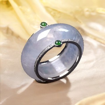 高冰種翡翠戒圈18K金鑽石 | 國際10圍 | 天然緬甸翡翠A貨 | 送禮