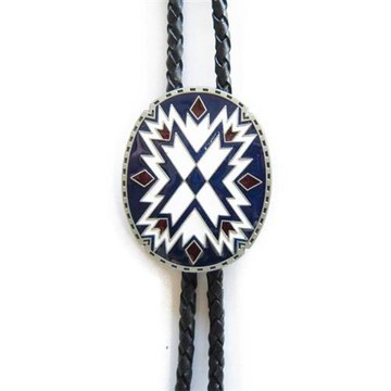 【米蘭精品】Bolo tie波洛領帶-經典冷琺琅藍白稜格紋美式領帶男配件74gx9