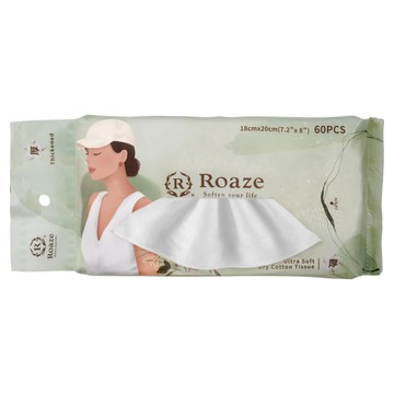 Roaze 柔仕 乾濕兩用舒氧柔拭巾 60張  白色  1包