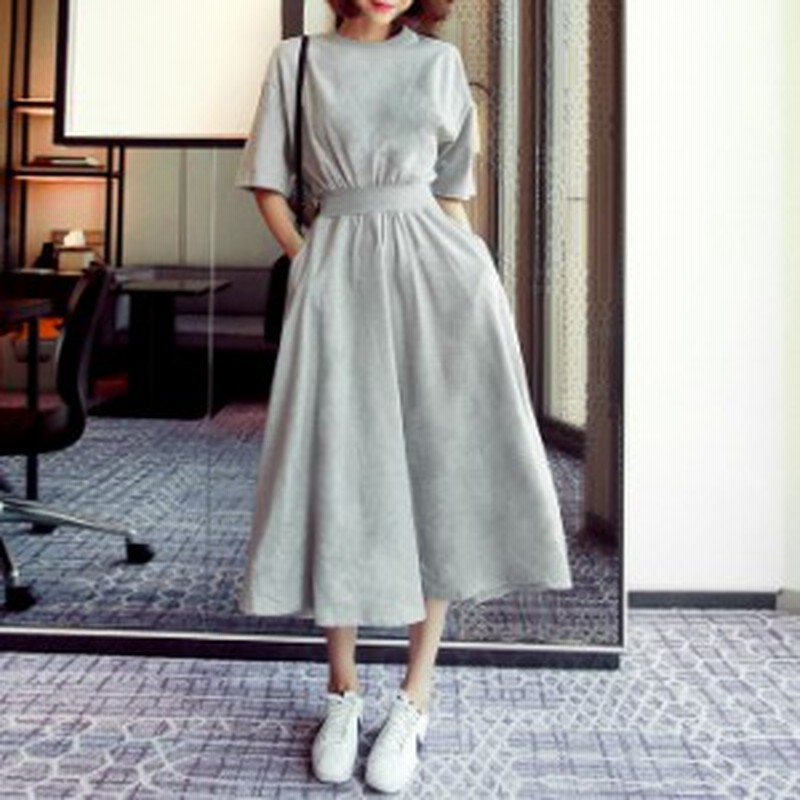 ロングワンピース マキシ丈 ロング丈 体型カバー Tシャツ カットソー 大人可愛い ガーリー カジュアル 韓国ファッション トレンド レディ 通販 Lineポイント最大1 0 Get Lineショッピング