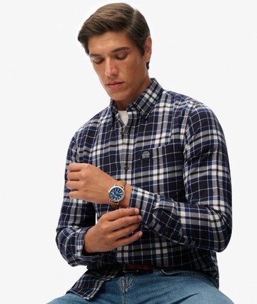 Superdry Men's Long Sleeve Cotton Lumberjack Shirt Blue Size: L