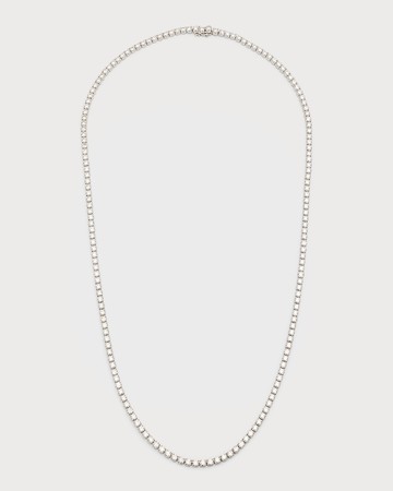 Lab Grown Diamond 18K White Gold Round Diamond Line Necklace. 30"L