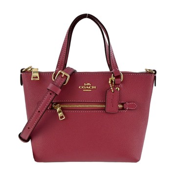 COACH 立體馬車LOGO前拉鍊口袋PVC手提/斜背兩用包（迷你/胭脂紅） _廠商直送