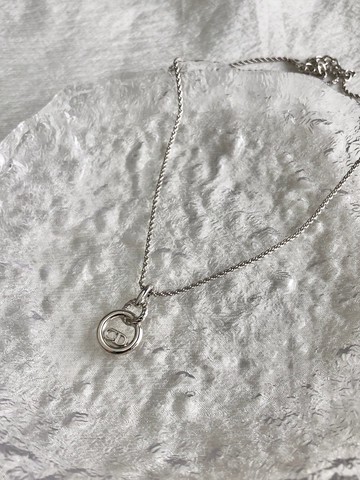 【日本直送 名牌中古包】Christian Dior 克裡斯汀‧迪奧 項鍊 銀色 CD 圓形 vintage 古董 2ar88r