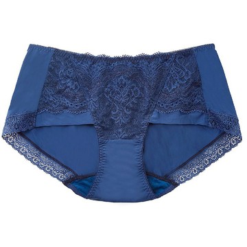 【玳蕾綺】萊卡中腰平口內褲-暗夜藍-海鷗線無鋼圈拉提款配褲
