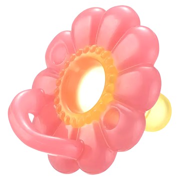 Richell 利其爾 矽膠安撫奶嘴 全矽膠材質 適用於新生兒  0~3個月  花兒 粉色 + 黃色  1個