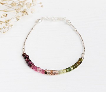 <摯愛>碧璽 925純銀手鍊 Tourmaline silver bracelet 10月誕生石 輕珠寶 母親節 情人節 生日禮物 紀念日 宴會 party 交換禮物 聖誕節