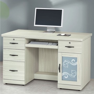 文創集 歐爾 時尚4.2尺四抽單門拉合鍵盤書桌-127x60x82cm免組