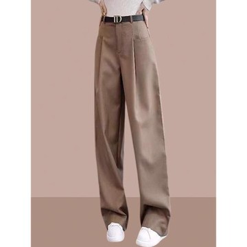 2025秋新款女士闊腿西裝褲寬松垂感直筒褲爆款褲子休閑哈倫褲薄款