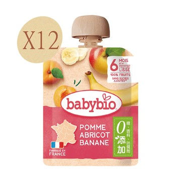 【法國Babybio】生機香蕉杏桃纖果泥90gX12