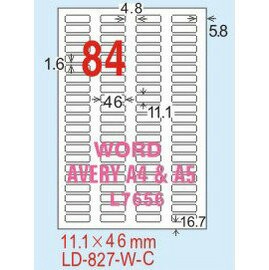 【龍德】LD-827(圓角) 雷射、影印專用標籤-白銅板 11.1x46mm 20大張/包【APP滿額下單4%點數(單一帳號最高1000點)】7/31止