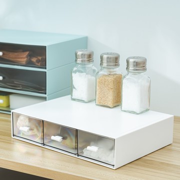 威瑪索 桌面收納/辦公文具/可堆疊收納/三抽/三格-寬22.8X深16.6X高5cm-(3色)