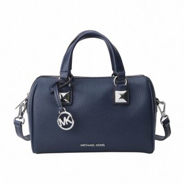 MICHAEL KORS  鵝卵石紋皮革兩用波士頓包(海軍藍)mini款