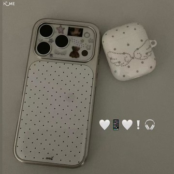 白底滿屏黑波點適用于iPhone17promax手機殼16/15/14/13/12/11銀邊玻璃保護殼