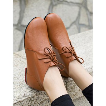 2025春季新款加絨皮鞋真皮平底休閑媽媽鞋大碼女鞋41-43短靴女春