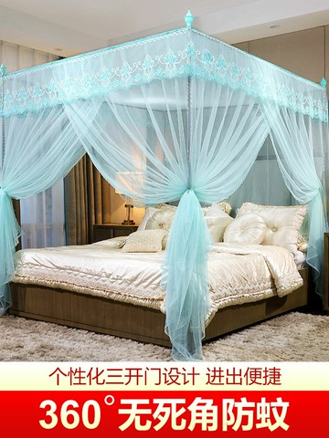 2021年新款夏天家用蚊帳方便拆洗支架固定落地加密加厚宮廷三開門