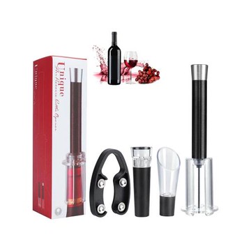 紅酒手動氣壓開瓶器 針式氣壓開瓶器4件套開酒器禮盒酒具套裝婚慶