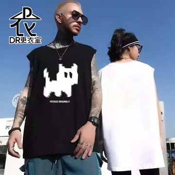 DR更衣室-日系寬鬆像素感設計背心 街頭潮流 個性 透氣 百搭 無袖T恤 大尺碼8XL【NL626129背心組合】