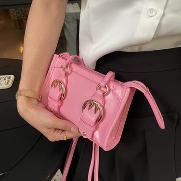 少女粉色劍橋包2023休閑mini時尚小巧郵差包百搭迷你單肩斜跨包潮