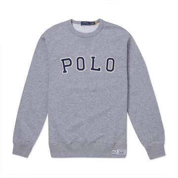 Polo Ralph Lauren RL 熱銷刺繡文字刷毛大學T恤-灰色