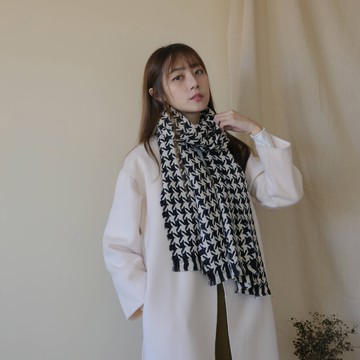 【Our Studio】百搭千鳥格仿羊絨圍巾 可可色 黑色(現貨)