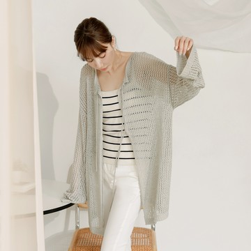 OB嚴選 細緻洞洞針織綁帶上衣外罩 《FA3110》大尺碼/女裝/現貨